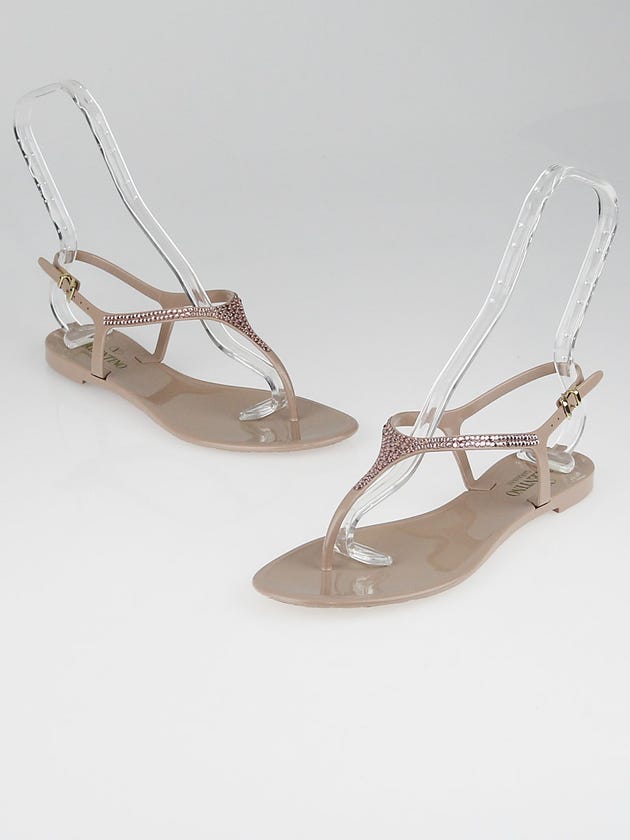 Valentino Black Crystal Thong Sandals Size 9.5/41