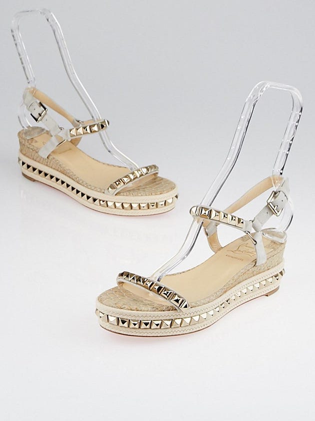 Christian Louboutin Colombe Studded Suede Cataclou Flatform Espadrille Sandals Size 9.5/40