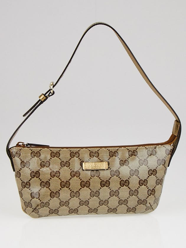 Gucci Beige/Gold GG Crystal Coated Canvas Accessories Pochette Bag