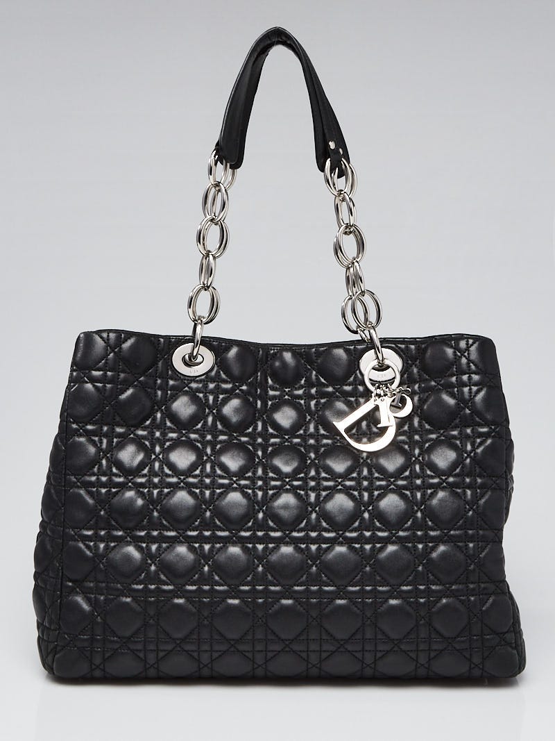 Christian Dior Black Cannage Quilted Lambskin Leather Dior Soft Shopping  Tote Bag - Yoogi's Closet