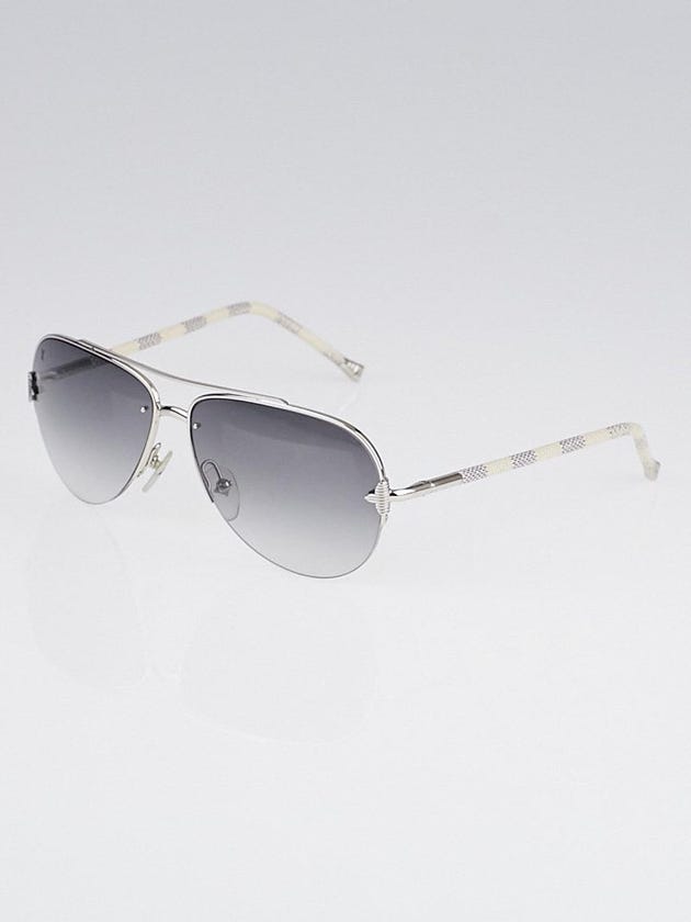 Louis Vuitton Silvertone Metal Frame Damier Azur Petite Viola Pilote Sunglasses - Z0570U