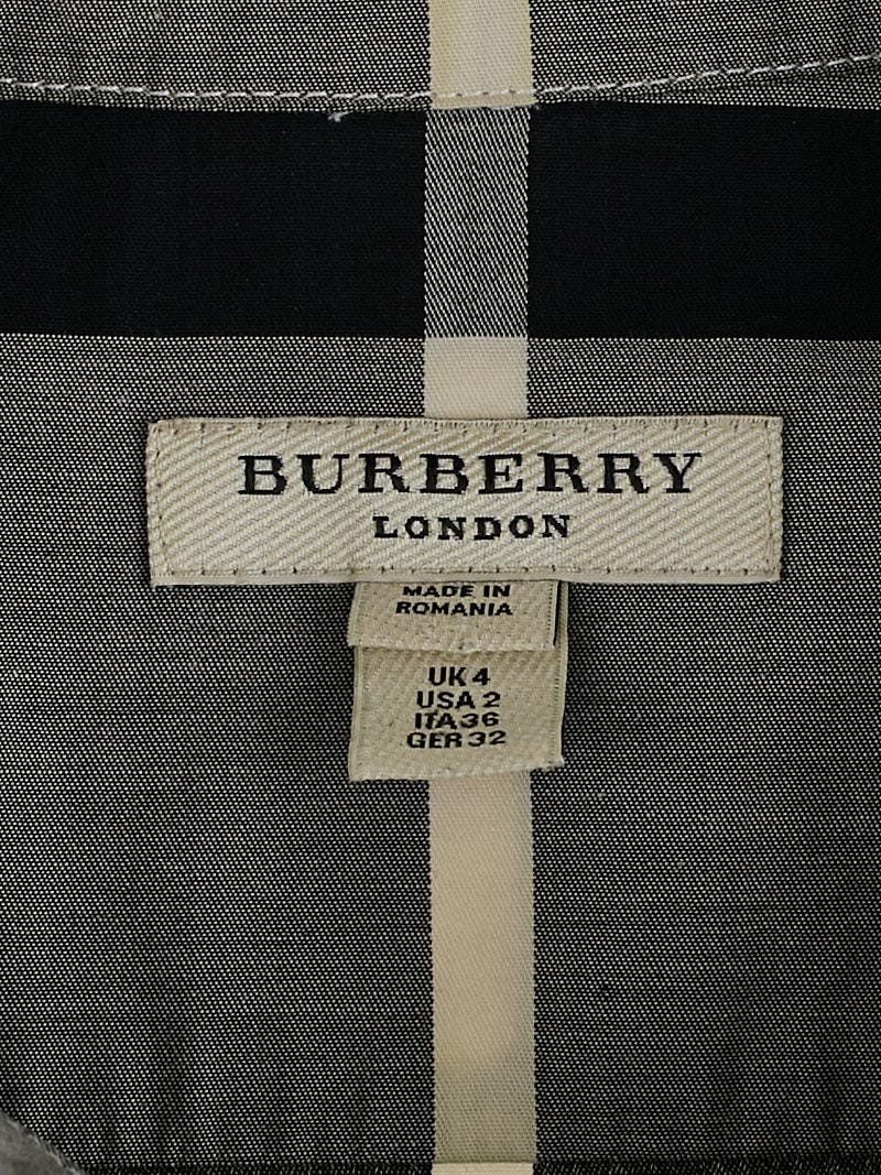 品揃え豊富で Check Black/White London Burberry Cotton 2 Size Blouse Blend トップス