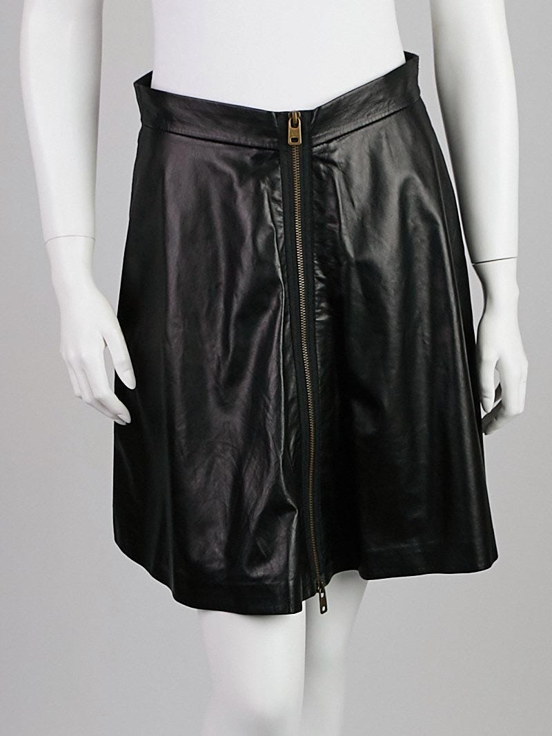 Alexander McQueen Black Lambskin Leather Skirt Size 8 42 Yoogi s