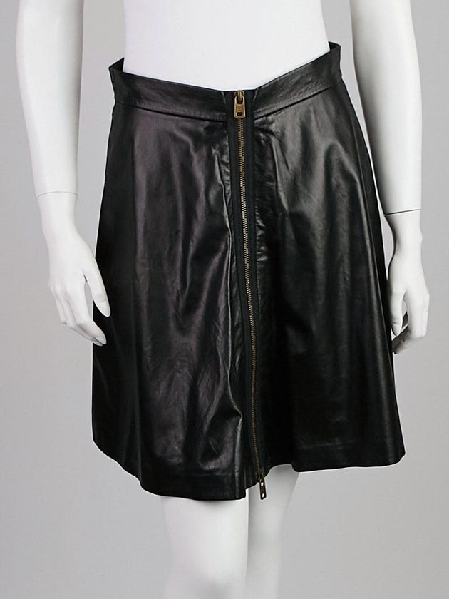 Alexander McQueen Black Lambskin Leather Skirt Size 8/42