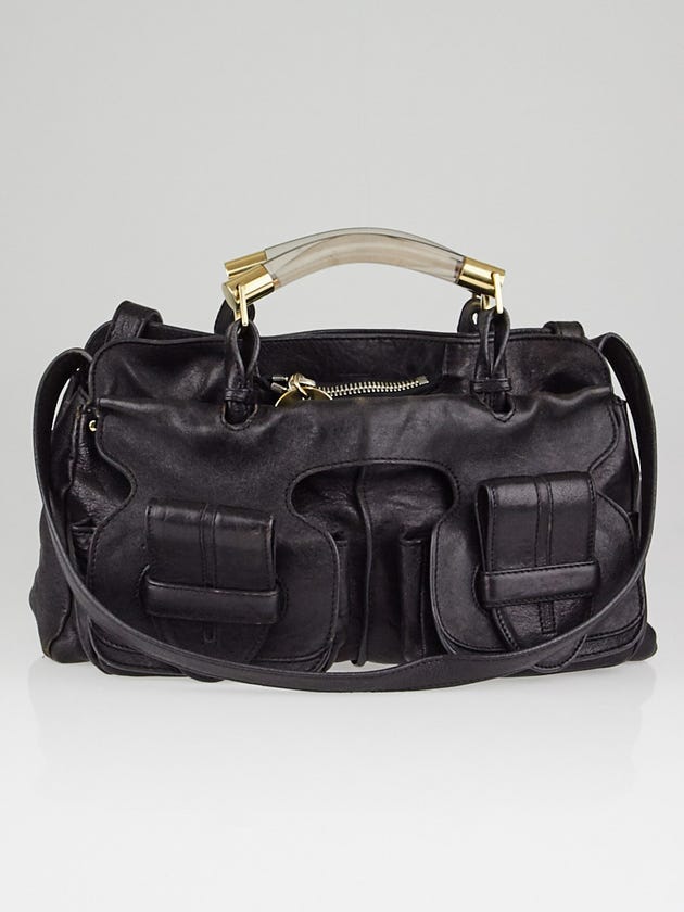 Chloe Black Leather Saskia Square Tote Bag