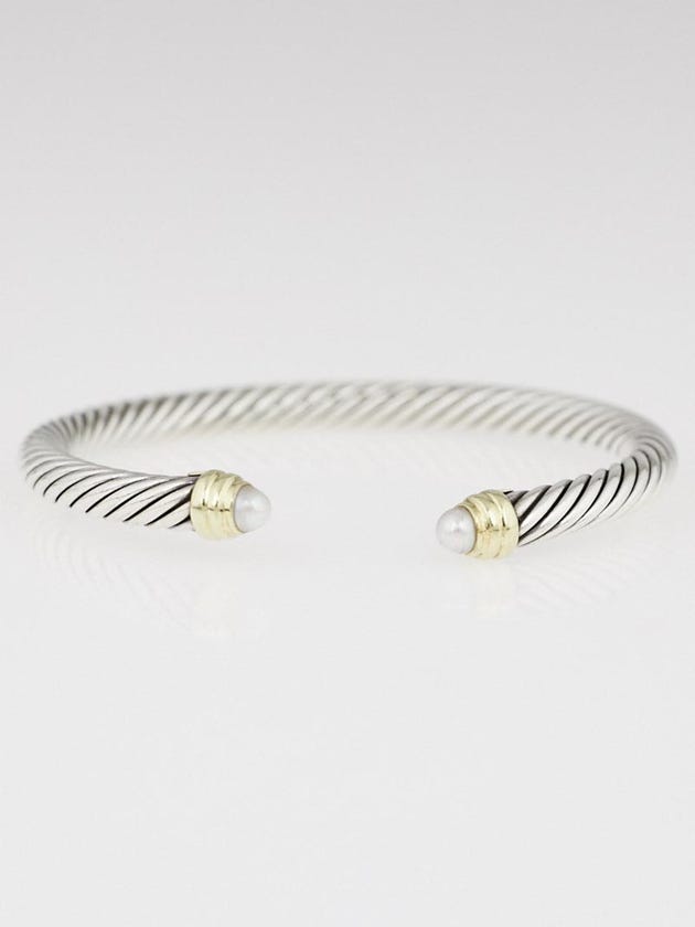 David Yurman 5mm Sterling Silver and 14k Gold Pearl Cable Classics Bracelet