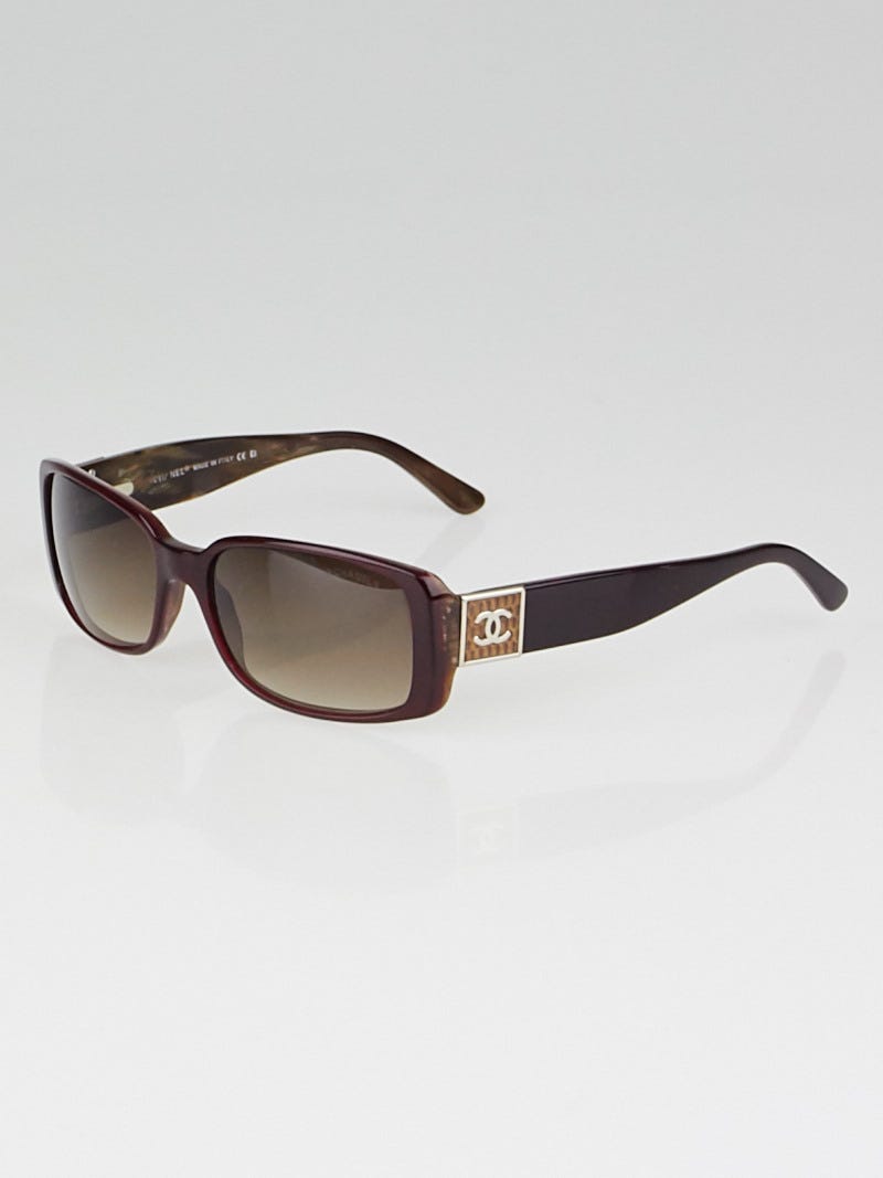 Chanel Bordeaux/Brown Square Frame CC Sunglasses - 5115-Q - Yoogi's Closet