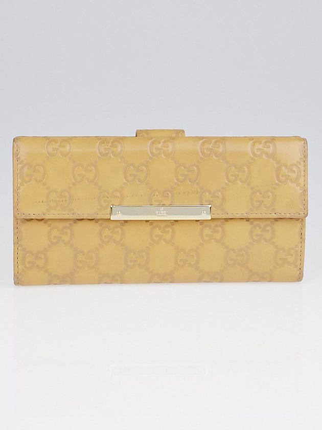 Gucci Beige Guccissima Leather Continental Flap Wallet