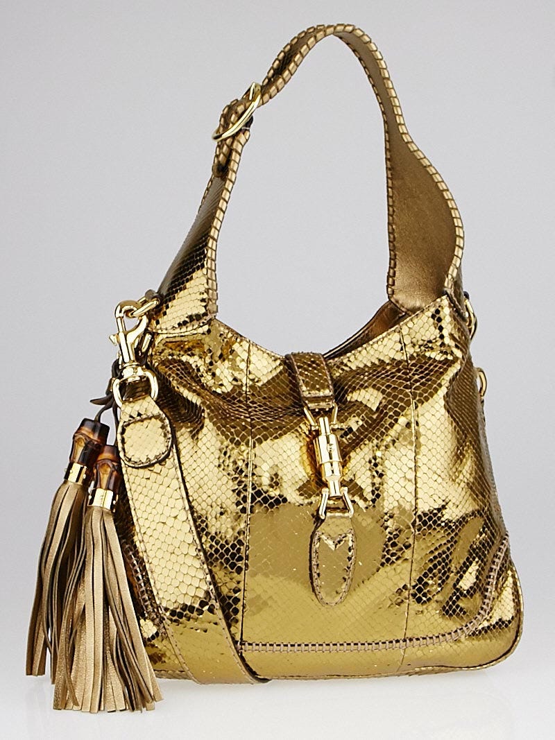 Gucci Gold Python Medium New Jackie Shoulder Bag | Yoogi's
