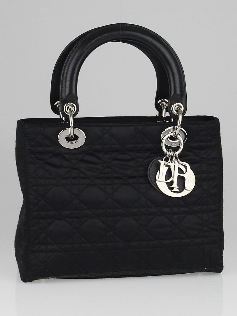 Christian Dior Black Cannage Quilted Nylon Medium Lady Dior Bag Yoogi s Closet