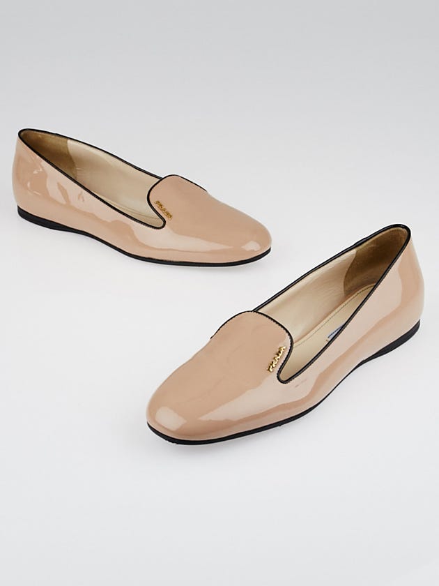 Prada Nude Patent Leather Loafers Size 8/38.5