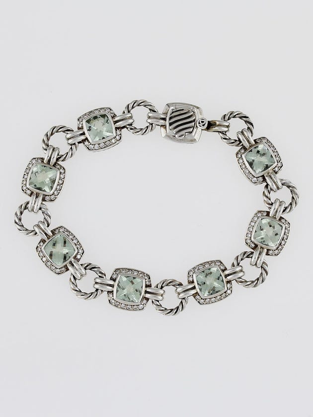 David Yurman Sterling Silver Prasiolite and Diamond Renaissance Linked Bracelet