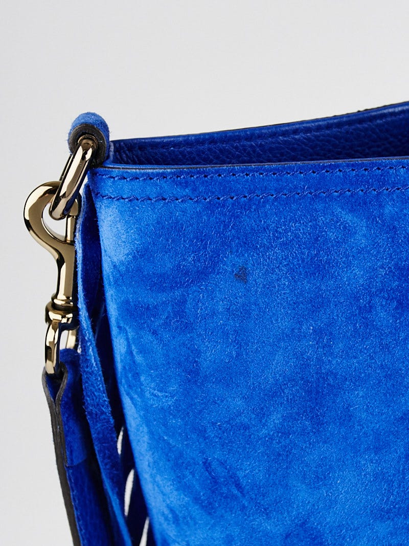 Gucci Blue Suede Fringe Shopping Tote Bag | Yoogi's Closet