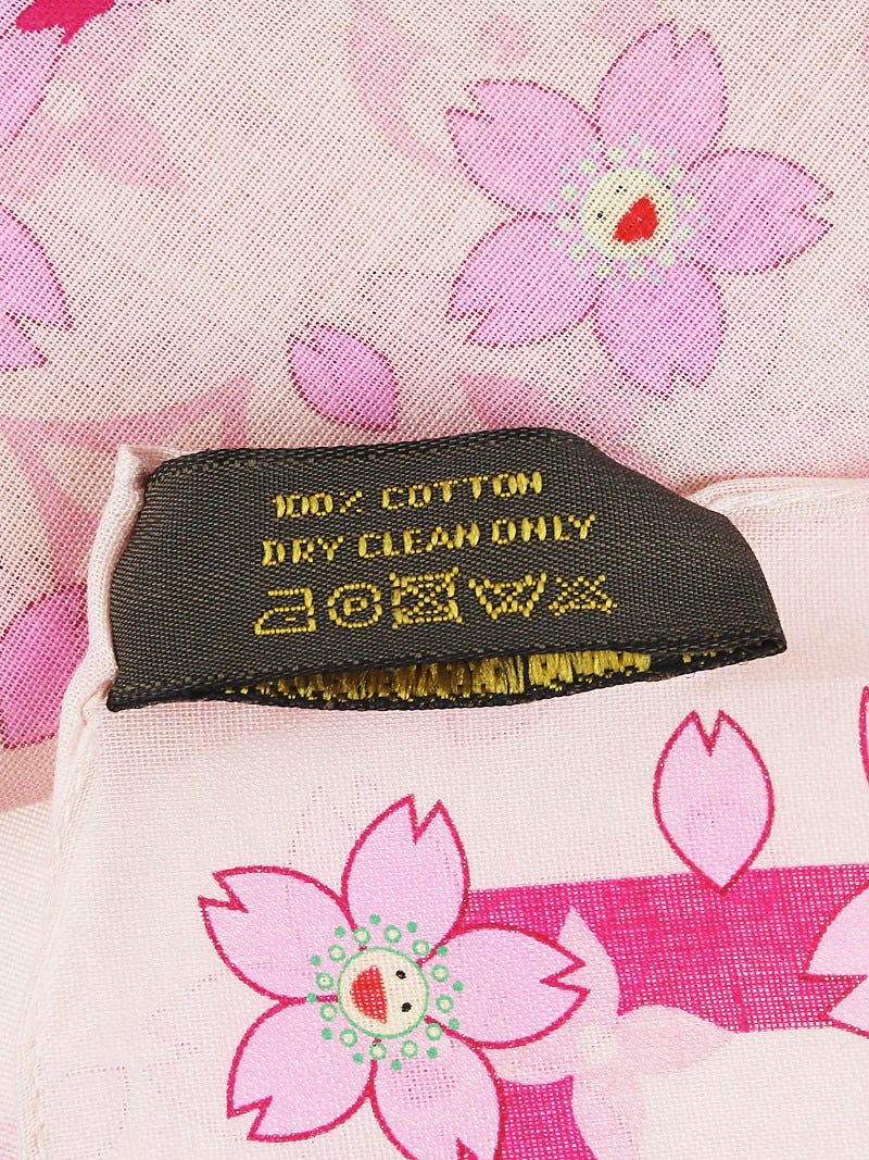 LOUIS VUITTON Cotton Monogram Cherry Blossom Square Scarf Pink 128228