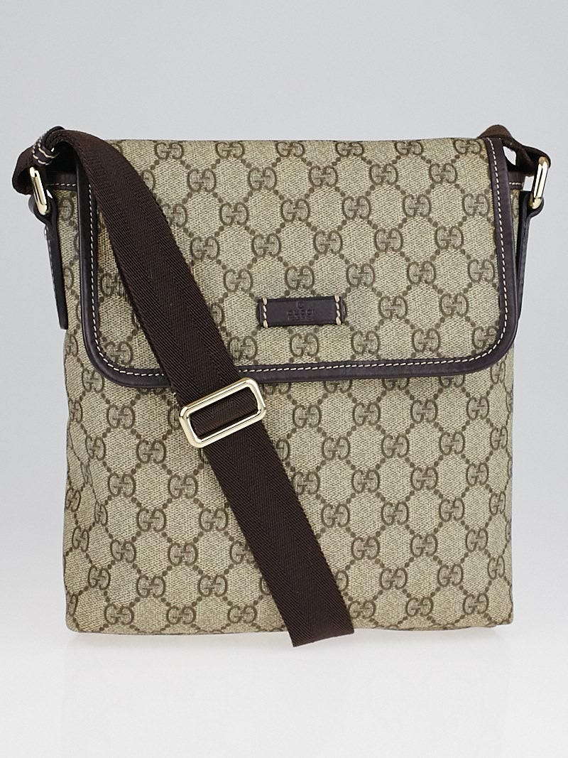 Gucci GG Brown Supreme Monogram Coated Canvas Small Messenger Bag Yoogi s Closet
