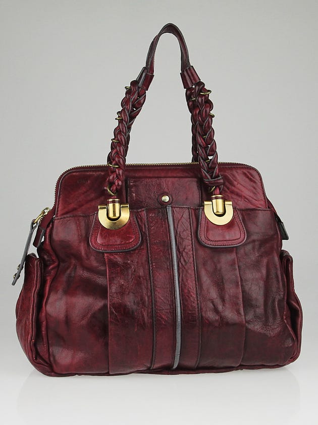 Chloe Plum Lambskin Leather Heloise Large Satchel Bag