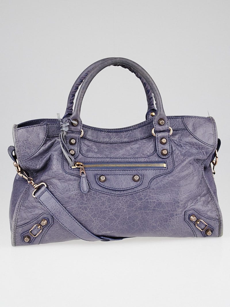 Balenciaga Jacynthe Lambskin Leather Giant 12 Rose Gold Motorcycle City Bag