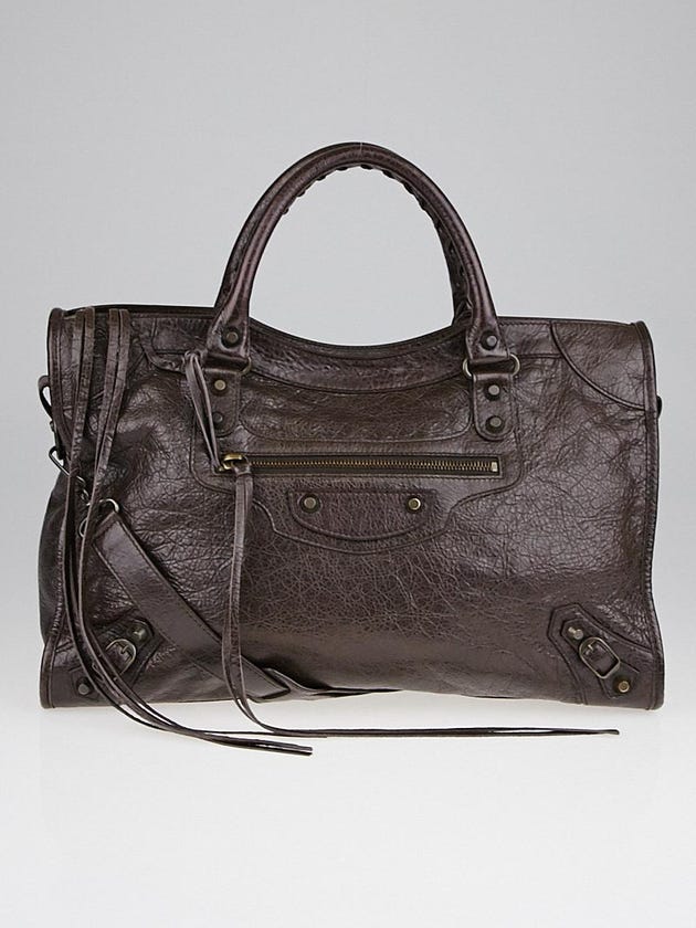 Balenciaga Charbon Lambskin Leather Motorcycle City Bag