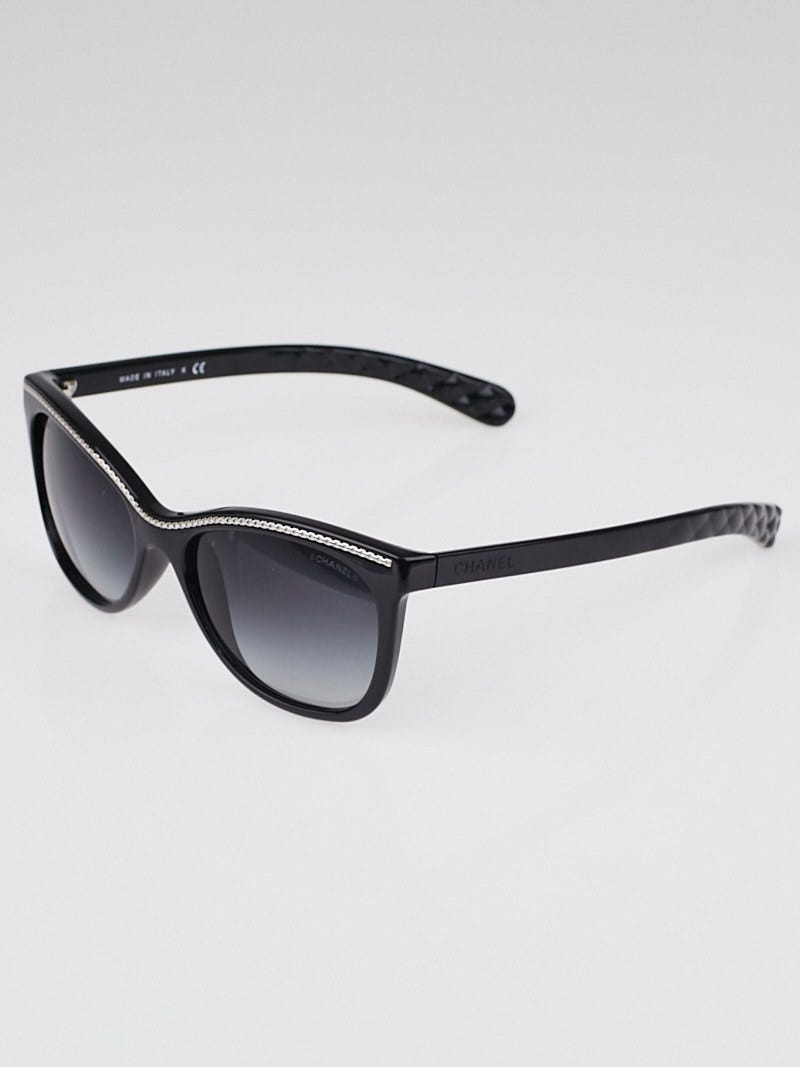 Chanel Black Frame Cat-Eye Chain Polarized Sunglasses-6041  display picture 1