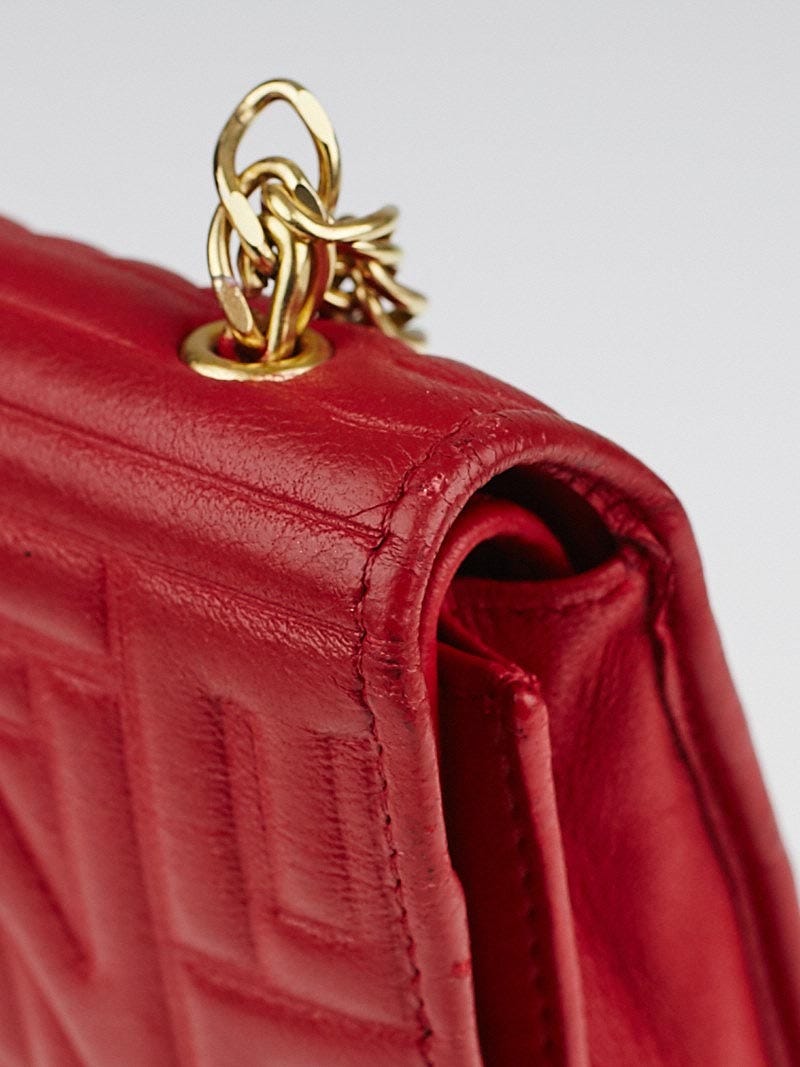 Fendi Red Embossed Leather Chain Clutch Bag 8M0219 | Yoogi's