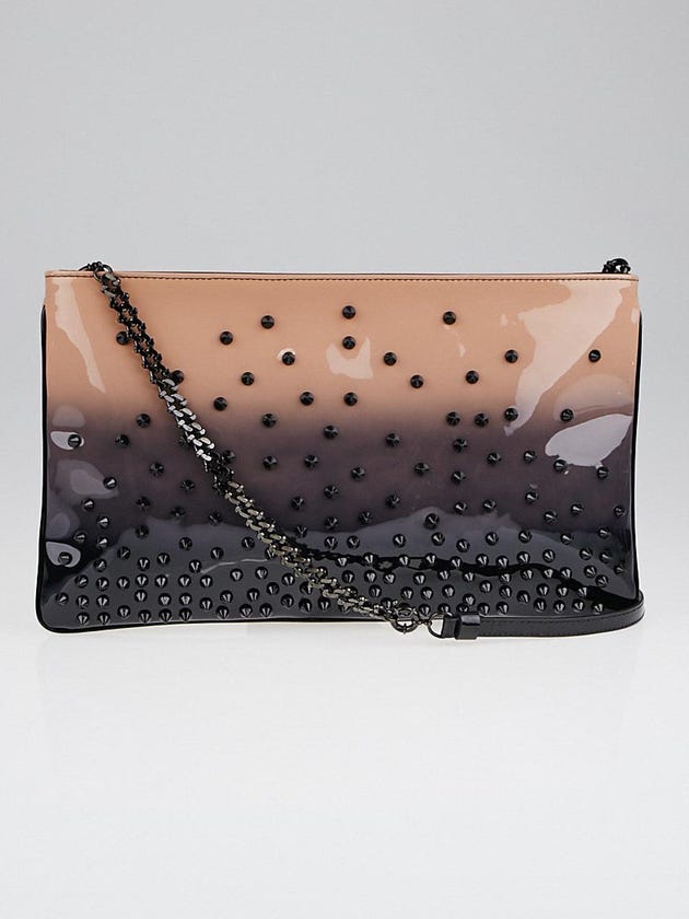 Christian Louboutin Black/Nude Patent Leather Loubiposh Degrade Spiked Clutch Bag