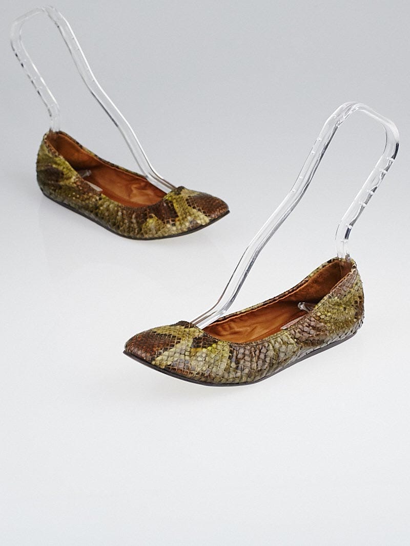 Lanvin Brown Snakeskin Ballet Flats Size 6.5 37 Yoogi s Closet