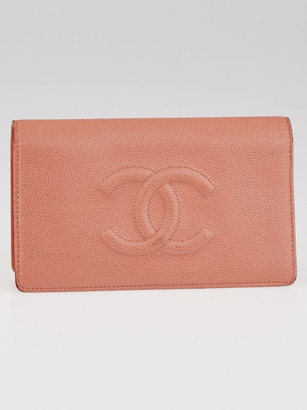 Chanel Pink Caviar Leather CC L Yen Wallet