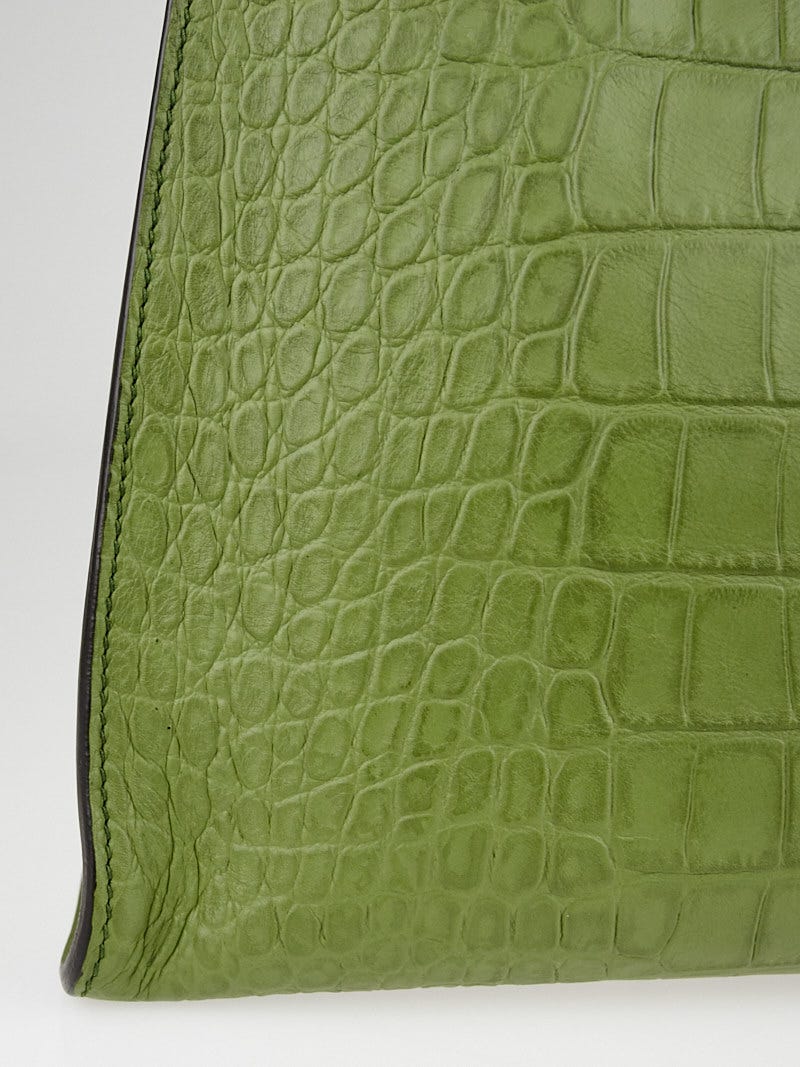 Gucci Sage Green Soft Crocodile Jackie Top Handle Bag | Yoogi's Closet