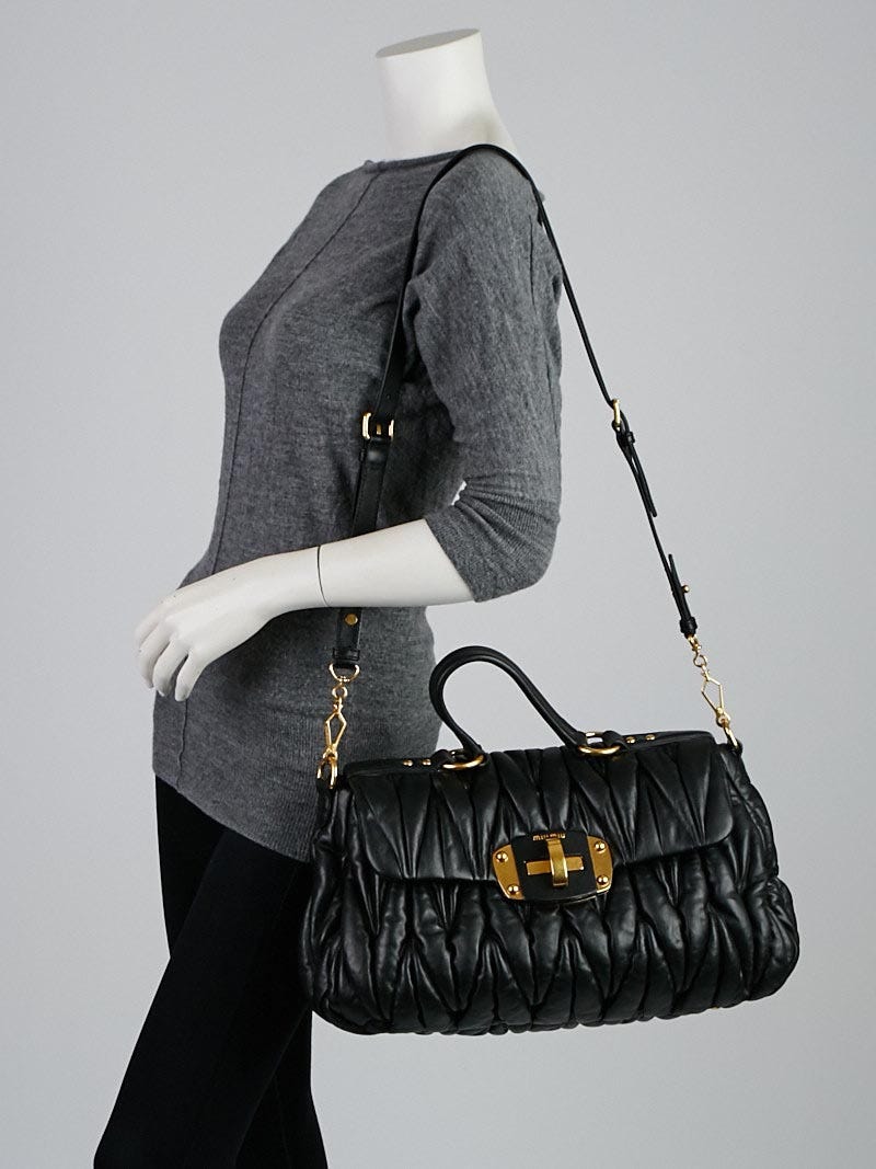 Miu Miu Black Matelasse Leather Bauletto Bag RN0666