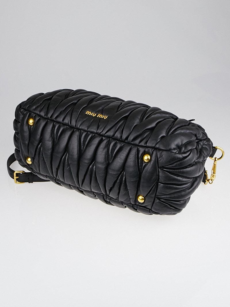 Miu Miu Black Matelasse Leather Bauletto Bag RN0666