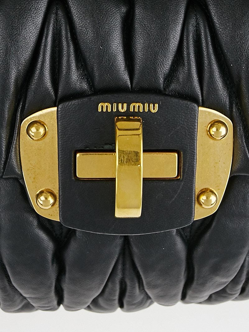 Miu Miu Black Matelasse Leather Bauletto Bag RN0666
