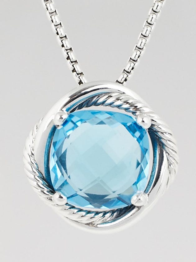 David Yurman 14mm Blue Topaz and Sterling Silver Infinity Pendant Necklace