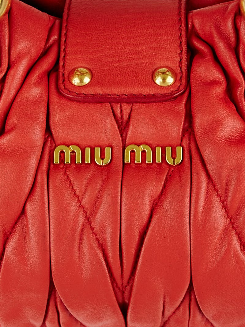Miu Miu Rosa Matelasse Lux Leather Bauletto Aperto Bag
