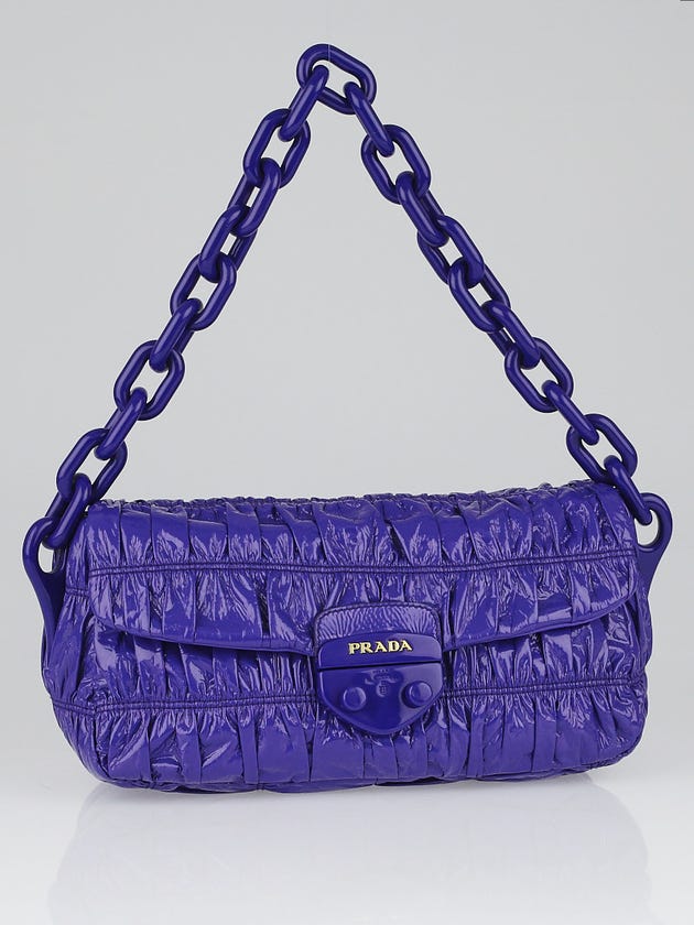 Prada Iris Vernice Gaufre Patent Leather Flap Bag BR4130