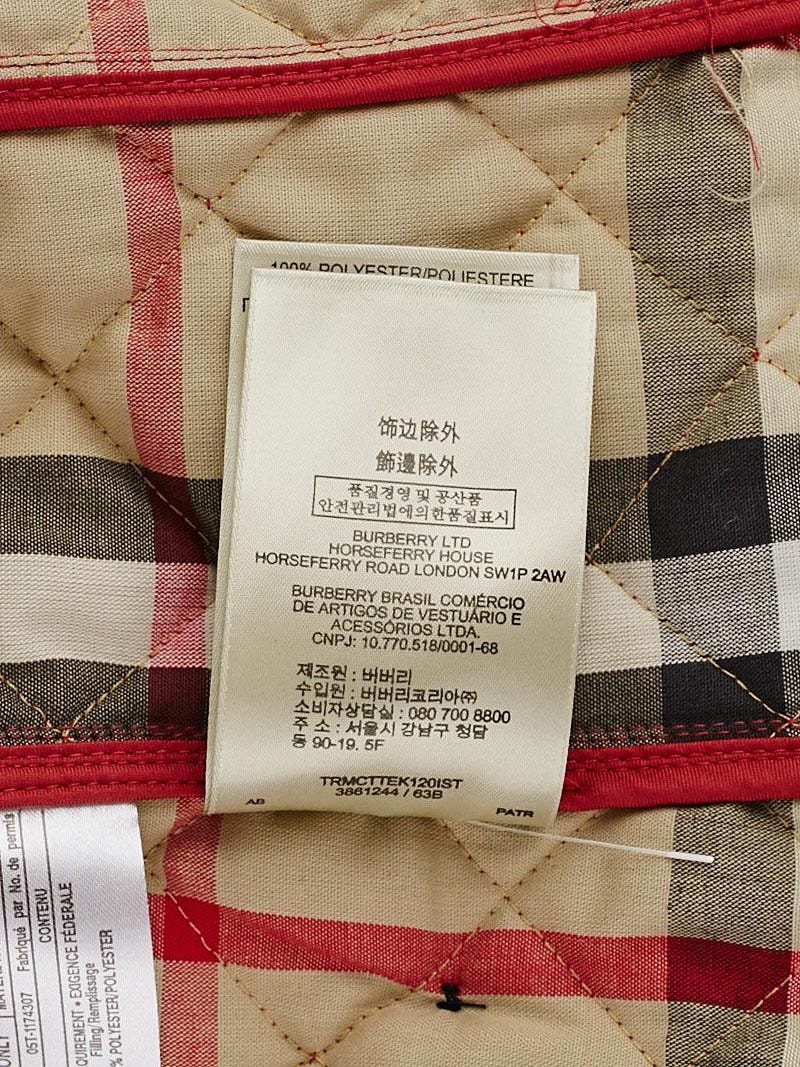 Burberry Kids Corduroy Collar Zipped Quilted Jacket (Baby (0