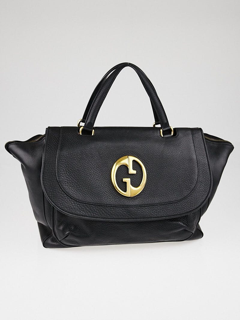 Gucci black tote with leather handle online