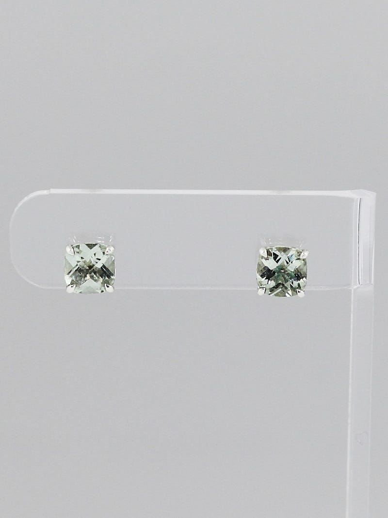 Tiffany Co. Sterling Silver and Green Quartz Sparklers Stud