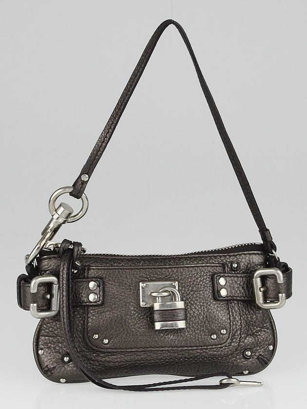 Chloe Bronze Leather Mini Paddington Clutch Bag