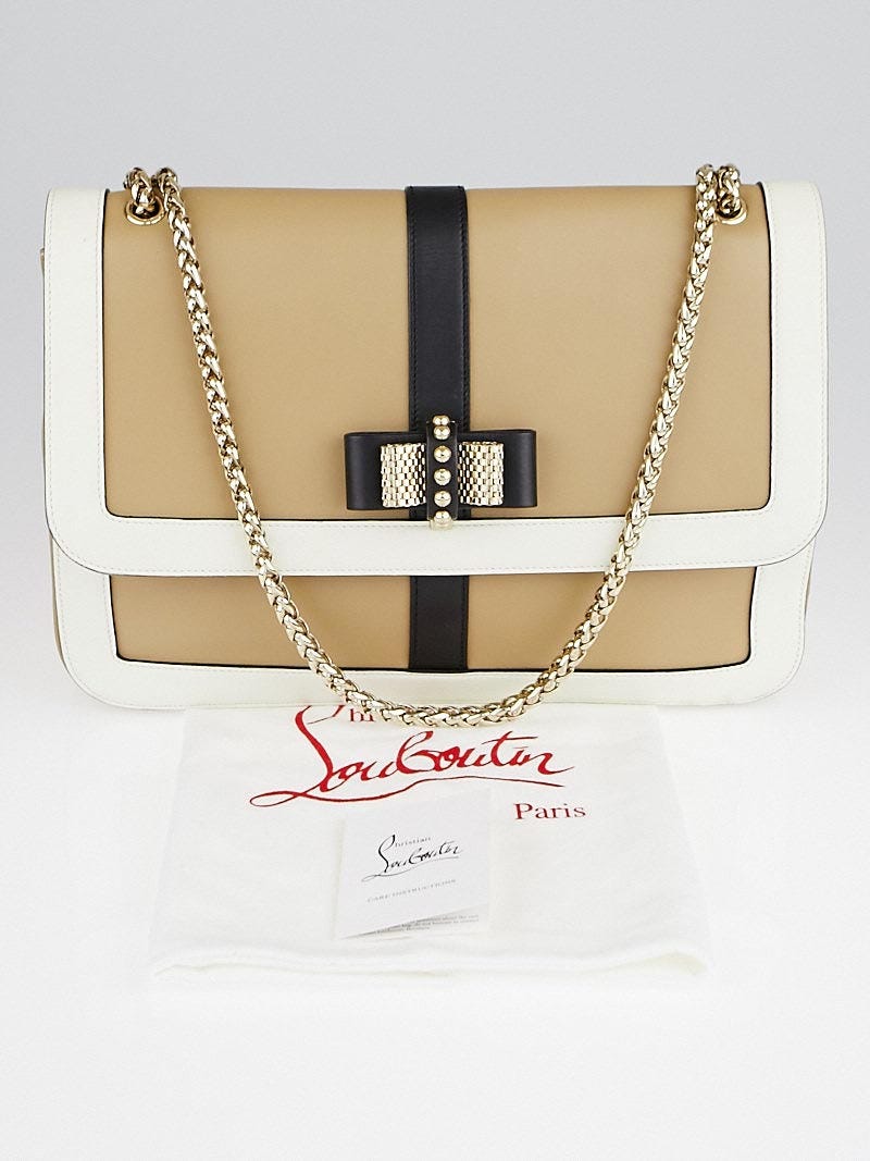 Christian Louboutin Beige Pebbled Leather Small Sweet Charity Bag