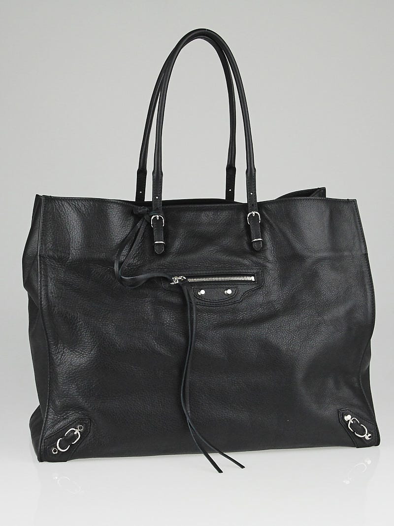 Balenciaga Black Calfskin Leather Papier A4 Tote Bag