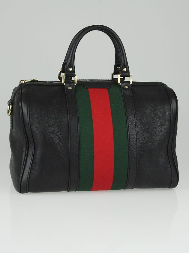 Gucci Black Pebbled Leather Vintage Web Medium Joy Boston Bag w/o Strap