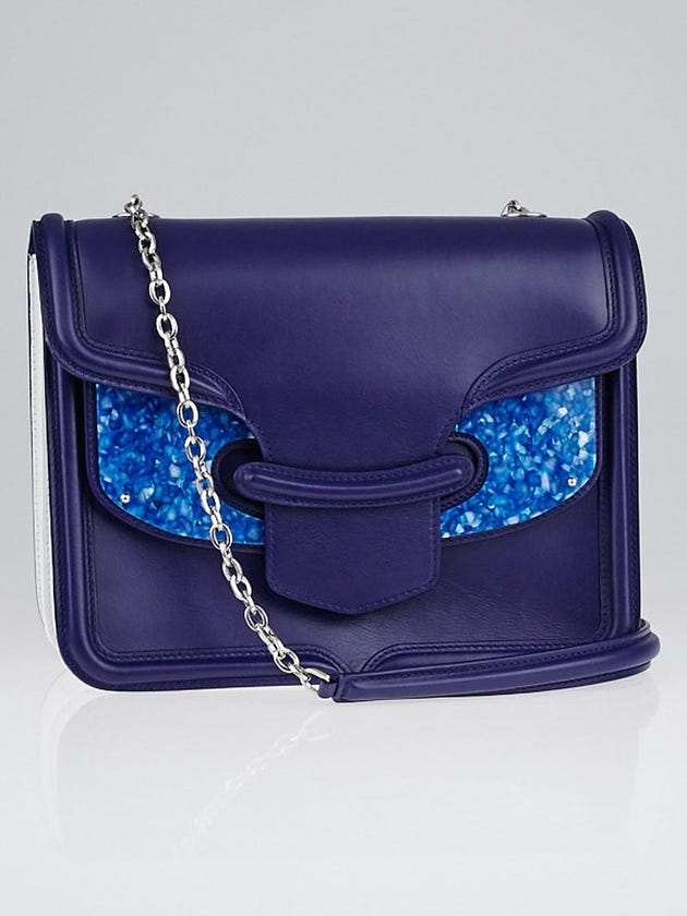 Alexander McQueen Blue Crystal Lucite Heroine Shoulder Bag