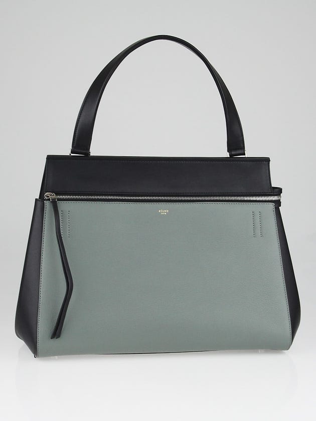 Celine Grey/Black Smooth Leather Large Edge Shoulder Bag