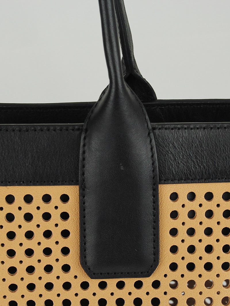 Chloe Tan/Black Perforated Leather Alison East/West Tote Bag