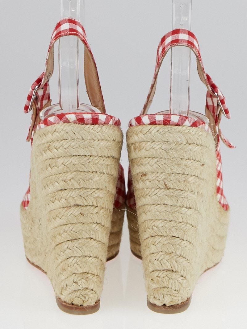 Christian Louboutin Red Gingham Canvas Menorca 130