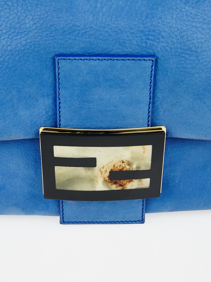 Fendi Blue Iridescent Leather Mama Forever Large Flap