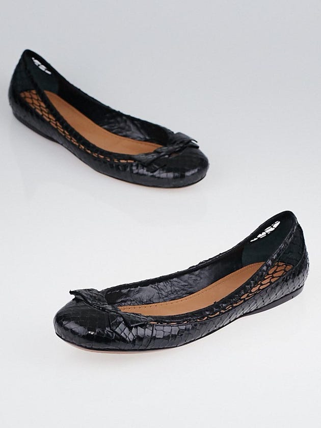 Alaïa Black Snakeskin and Mesh Ballet Flats Size 10/40.5