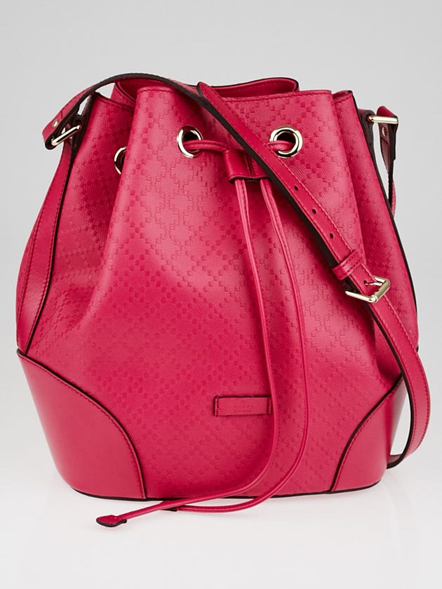 Gucci Hot Pink Diamante Textured Leather Hilary Large Bucket Bag