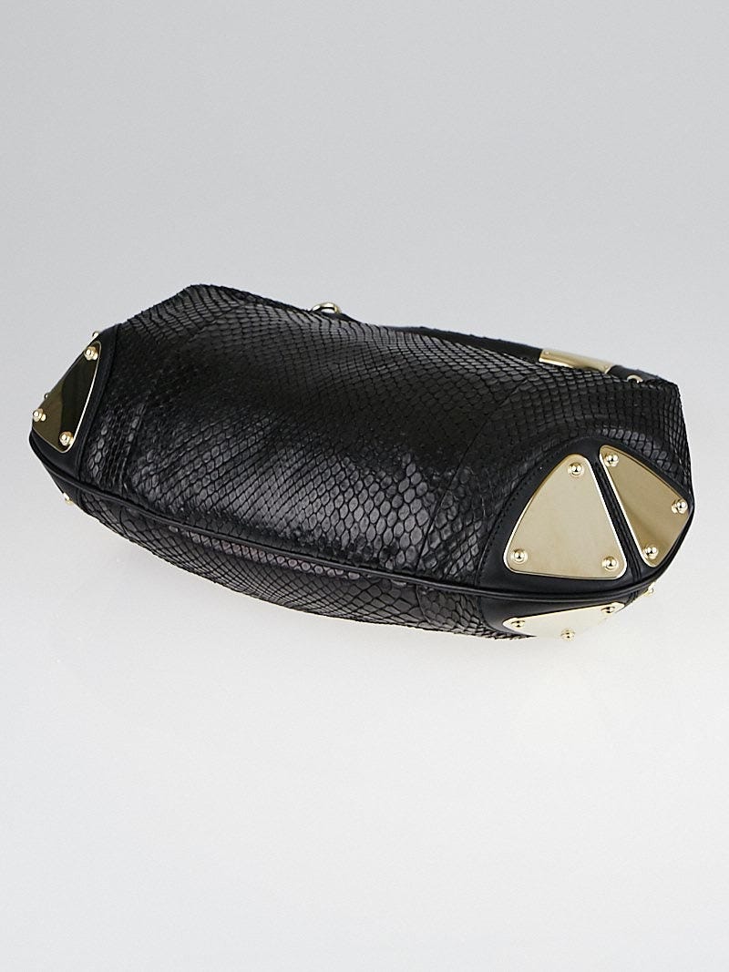 Gucci Black Python Medium Babouska Indy Top Handle Bag