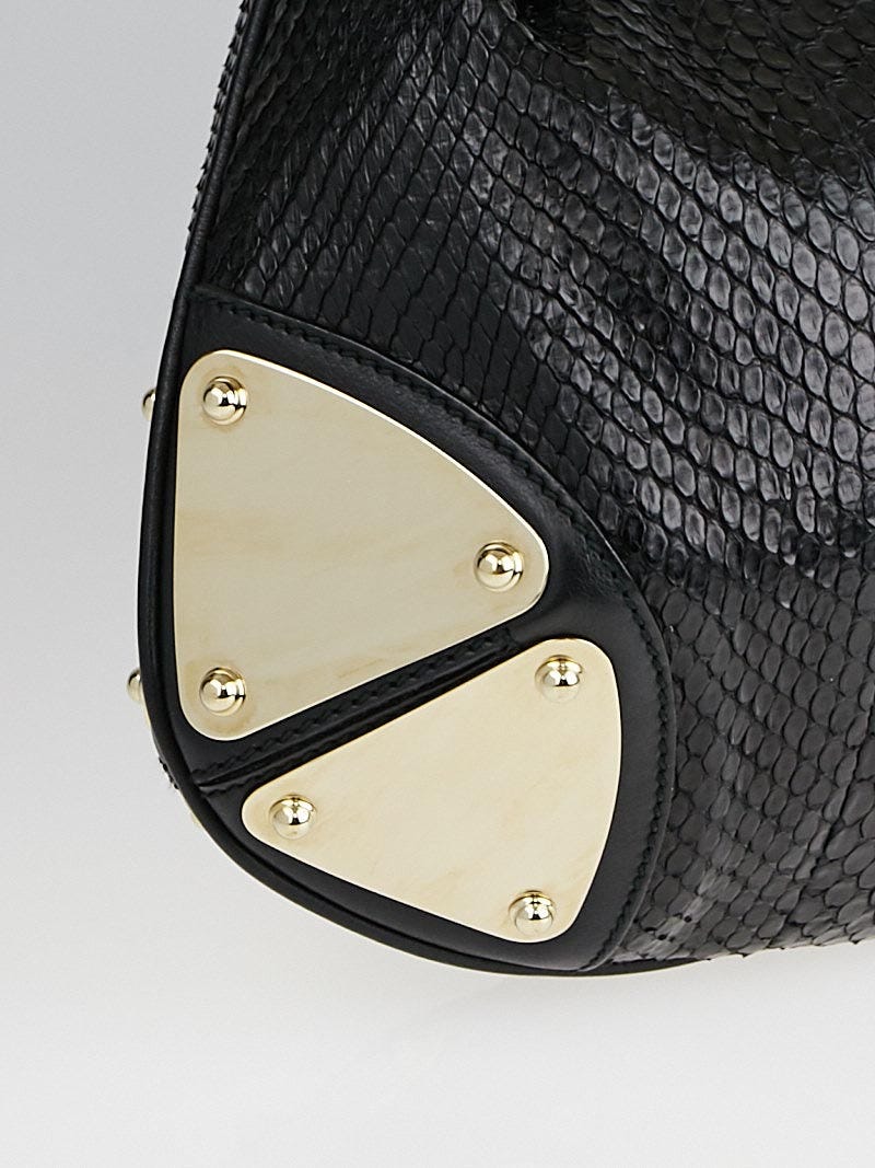 Gucci Black Python Medium Babouska Indy Top Handle Bag